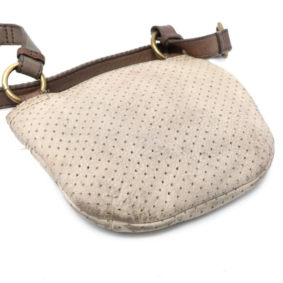 FOSSIL Mason Leather Crossbody Bag Two Tone Sling Purse Bag Brown Cream Small - Picture 8 of 16